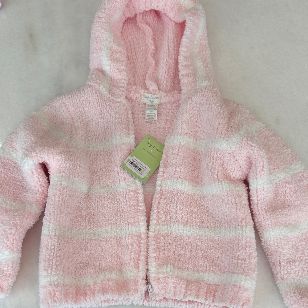 Angel Dear Soft Pink and White Chenille Coat 24 months-2T